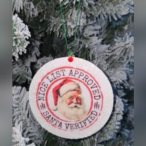 🎅✨ Handmade Wooden Christmas Ornament – “Nice List Approved, Santa Verified” ✨
